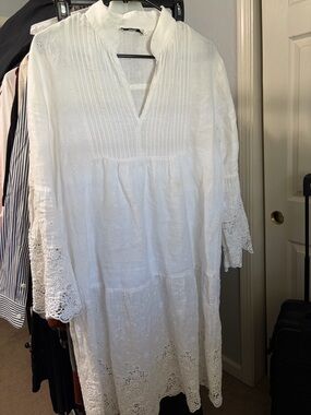 White 0039 Italy Lace Tunic Dress
